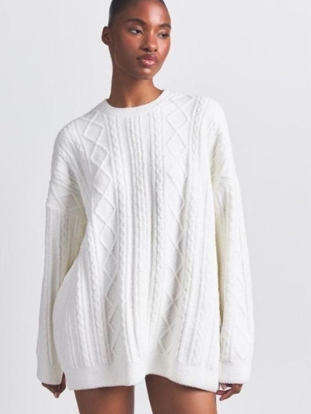SKIMS NWT Cable Knit Oversized Pullover - Ivory